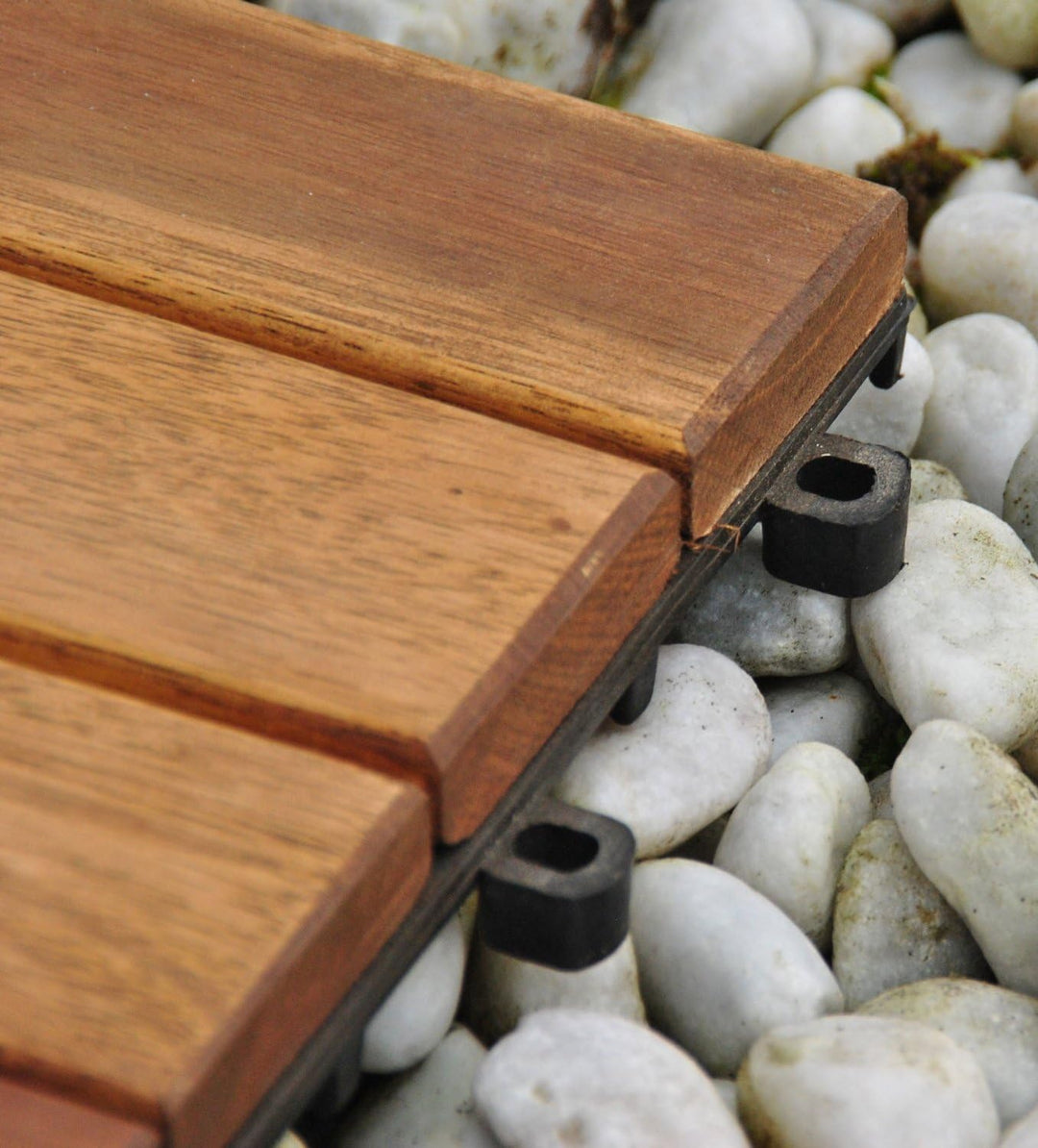 SAM Terrassen- Klickfliese 01, Holz- Akazie, 33 Fliesen für 3 m², 30x30cm, Garten Bodenbelag mit Dra