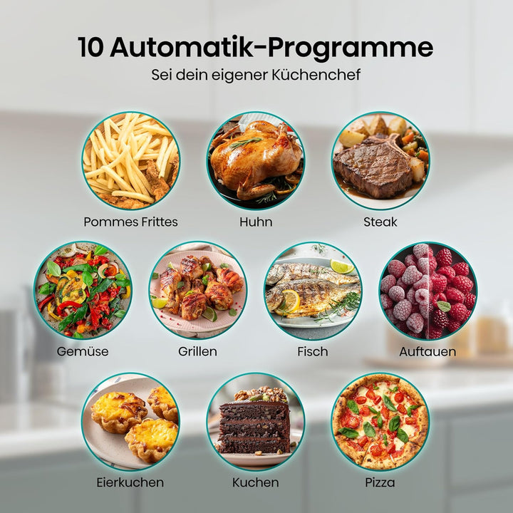 Hisense HAF2100DCD Heissluftfritteuse /2100 W /7,7 L Kapazität /10 voreingestellte Programme/Antihaf