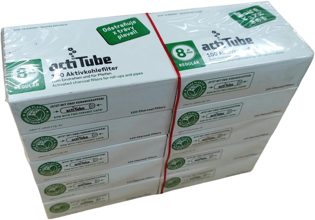 actiTube 19597 Aktivkohlefilter-8mm-10 x 100er Pack = 1000 Stück, Papier, Mittel, Weiss