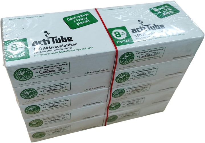 actiTube 19597 Aktivkohlefilter-8mm-10 x 100er Pack = 1000 Stück, Papier, Mittel, Weiss