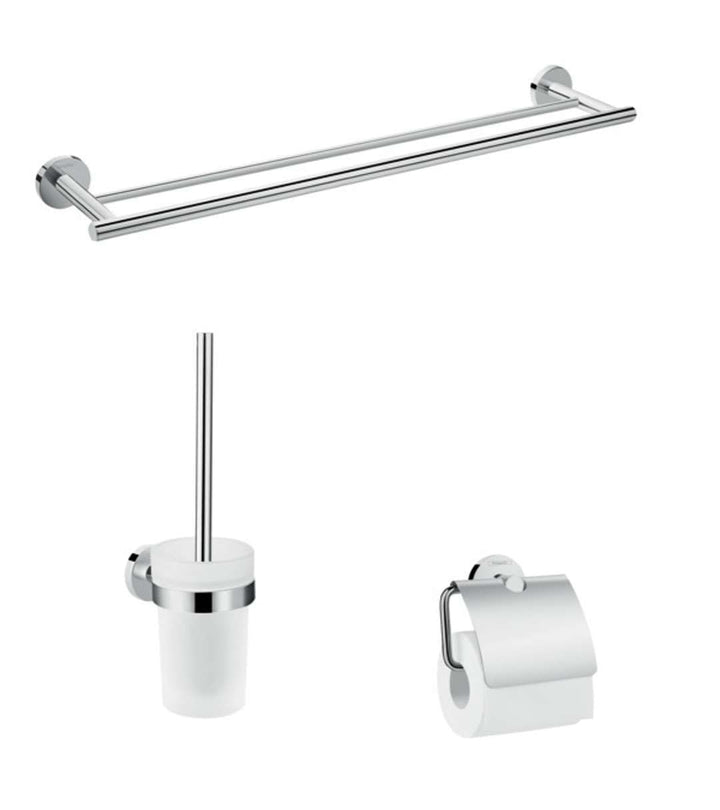 hansgrohe Logis Universal Handtuch-/ Toilettenpapierhalter Bad-Accessoire (Set 3-teilig, Toilettenbü