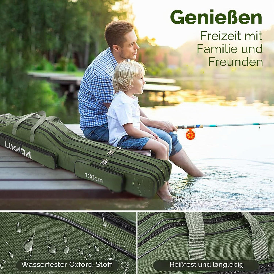 Lixada Angelrutentasche, tragbar, mit Rollen, DREI Schichten, faltbar, Angelrute, Tasche, Spule, Wer