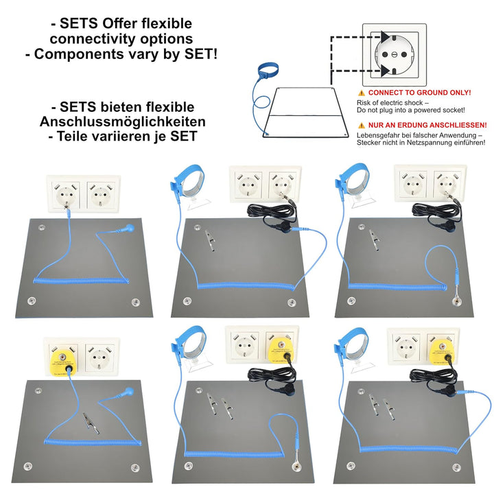 Minadax 80 x 60cm Antistatik ESD Computer Matte Tischmatte „Premiumqualität“ inkl. Manschette + 2,4m