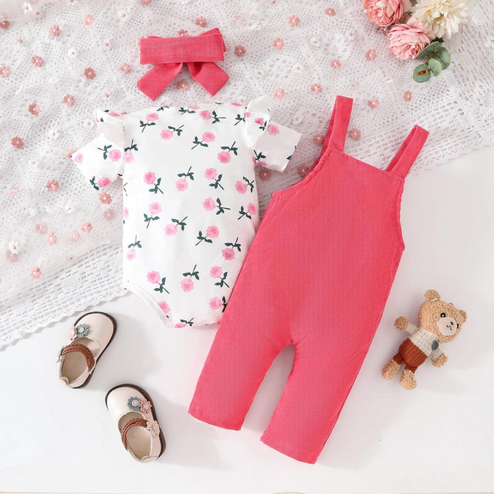 Baby Mädchen Kleidung Floral Tops Body Bär Latzhose Einstellbare Overalls Outfits Set 6-12 Monate Ro