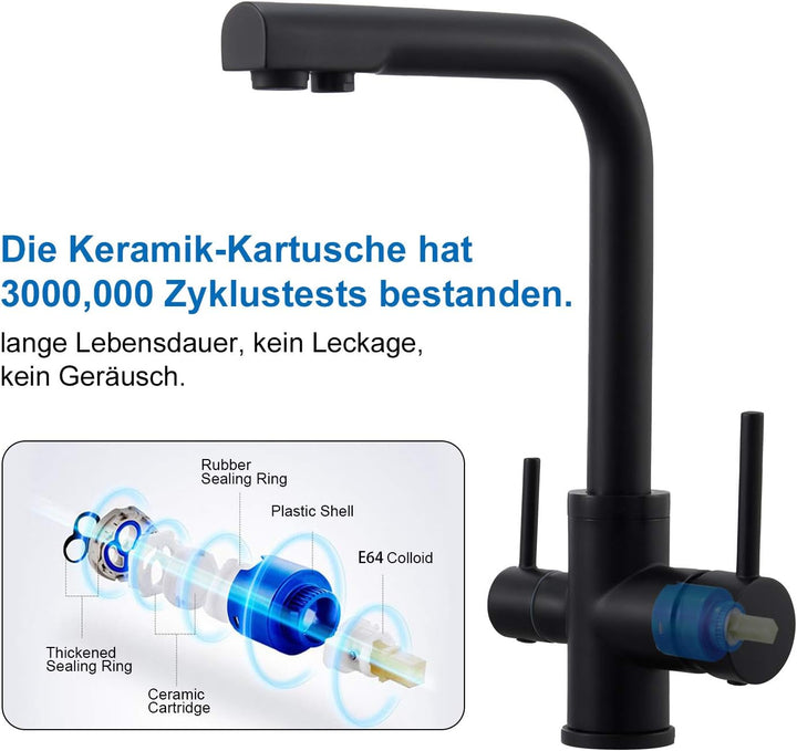 Wasserrhythm 3-Wege-Wasserhahn Küchenarmatur Küche 3 in 1 Mischbatterie Trinkwasserhahn Armatur für