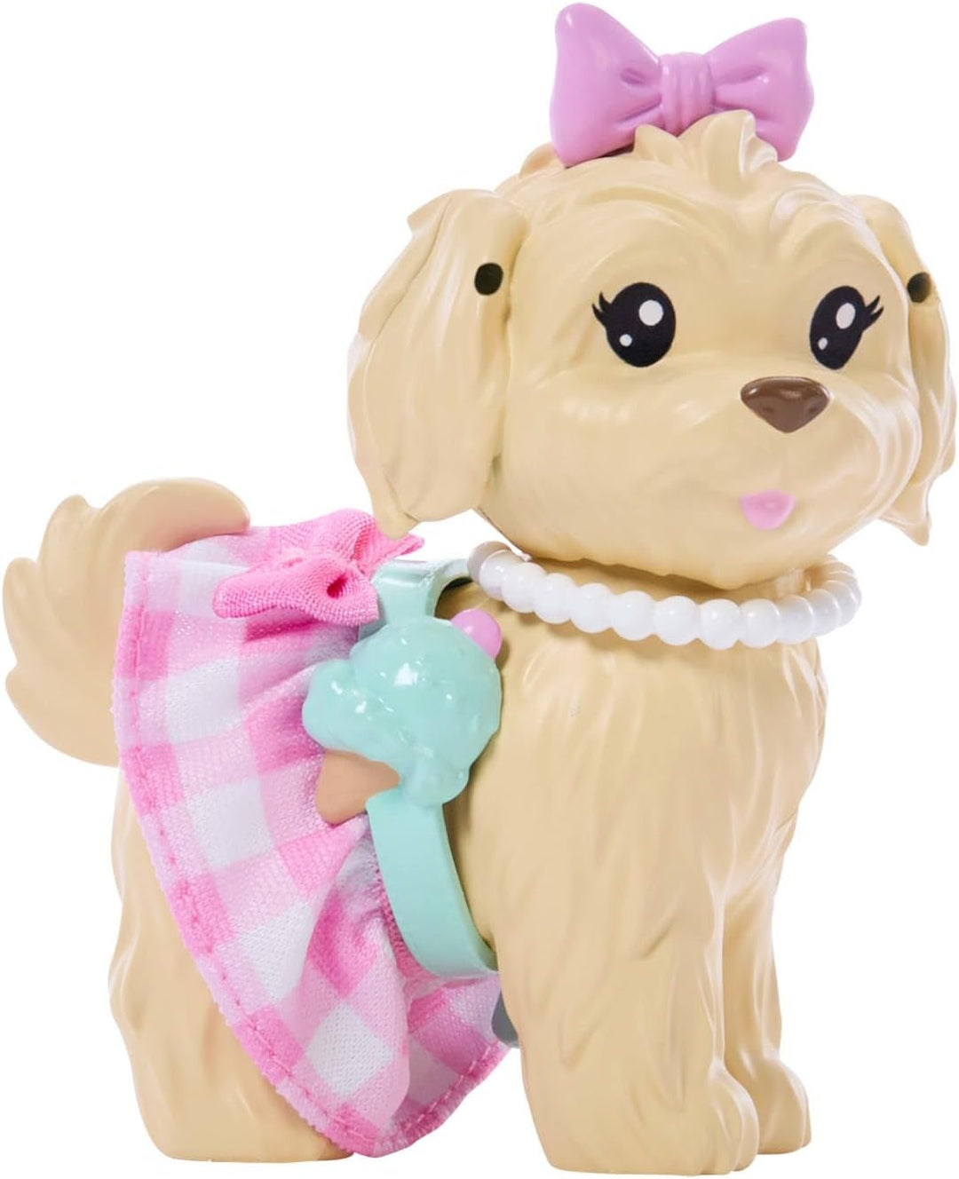 Barbie Twinning Looks Puppe mit Hündchen im Partnerlook mit rosa Gingham-Outfits und Accessoires wie