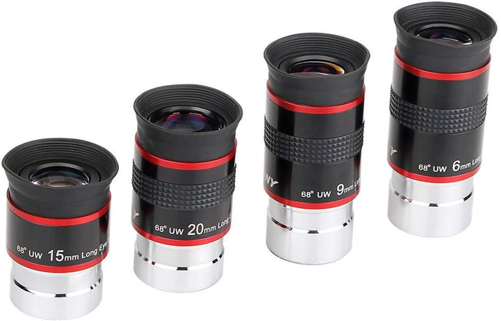 Svbony Okular Zubehör Set, 1,25” 6mm 9mm 15mm 20mm Teleskop Okular Kit 68° Weitwinkel Angenehmes Sic