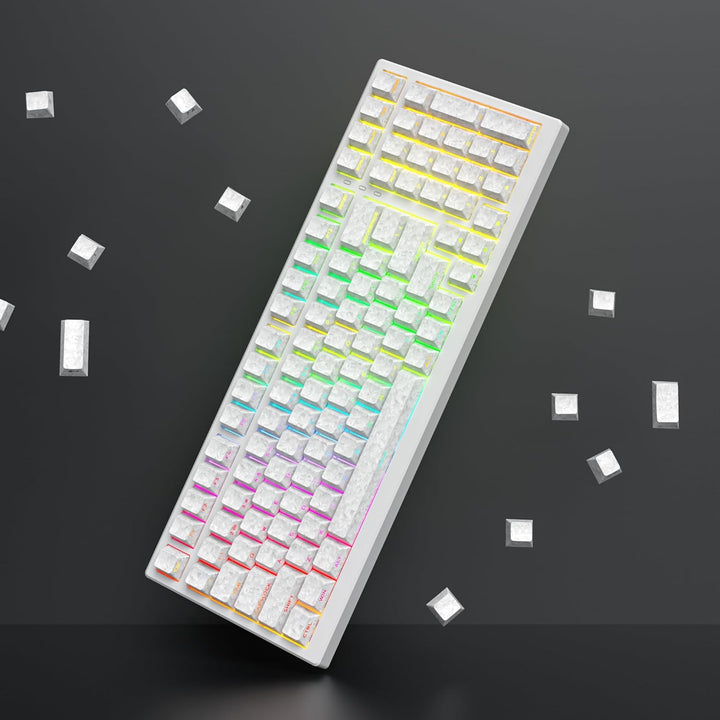 SOLIDEE PBT Double Shot Keycaps Set,Carbon Fiber Forged Textur,Cherry Profil Tastenkappen,141 Tasten