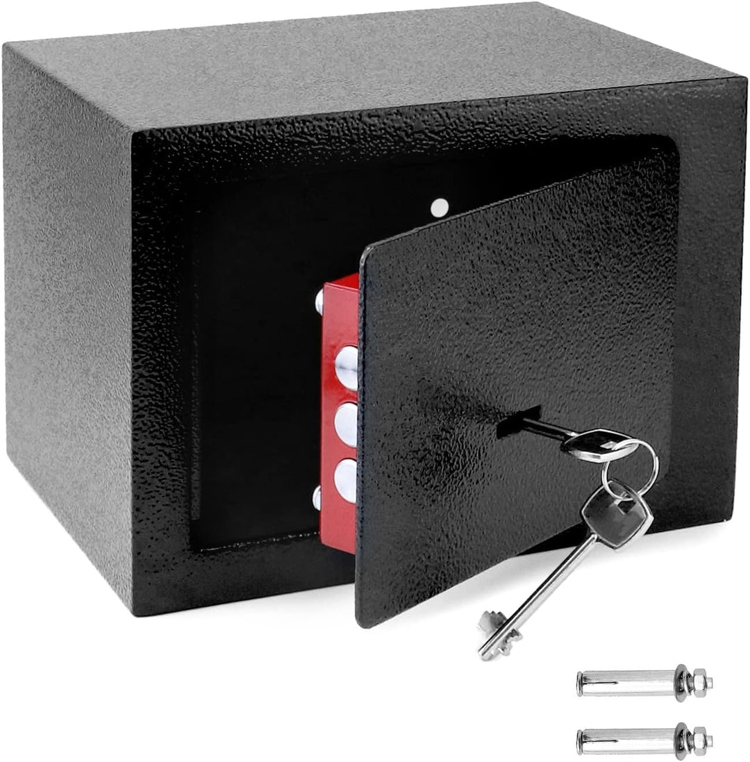 QWORK® Klein Safe Tresor 23 x 17 x 17 cm mit Triple-Bit Schlüssel, Möbeltresor Hohe Sicherheit Stahl