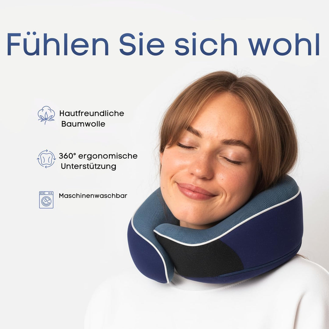 Proglobe Nackenkissen Flugzeug, Reisekissen 100% Memory Foam, Orthopädisches Nackenhörnchen, Für Rei
