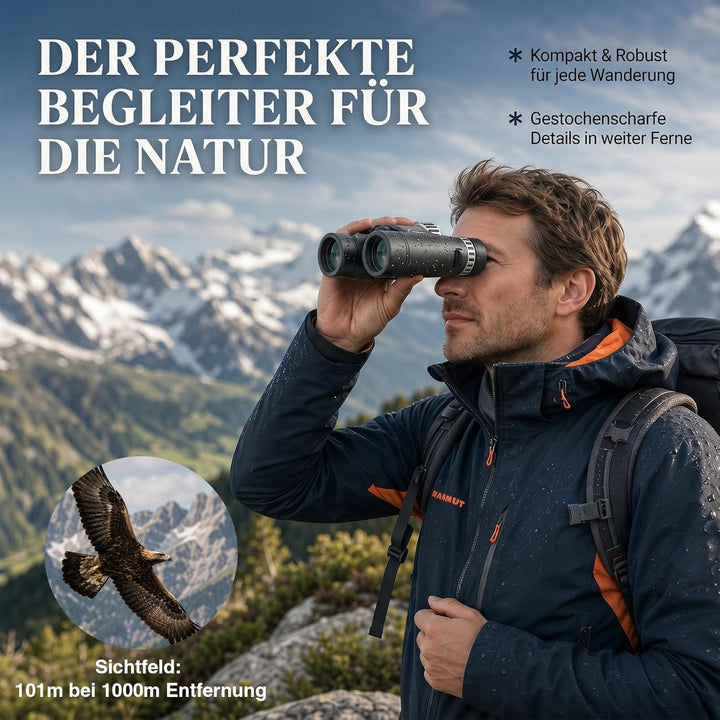 Kompaktes 10x26-Fernglas für Kinder und Erwachsene, Mini-Fernglas für Kinder, leicht, BAK4-Prisma, F