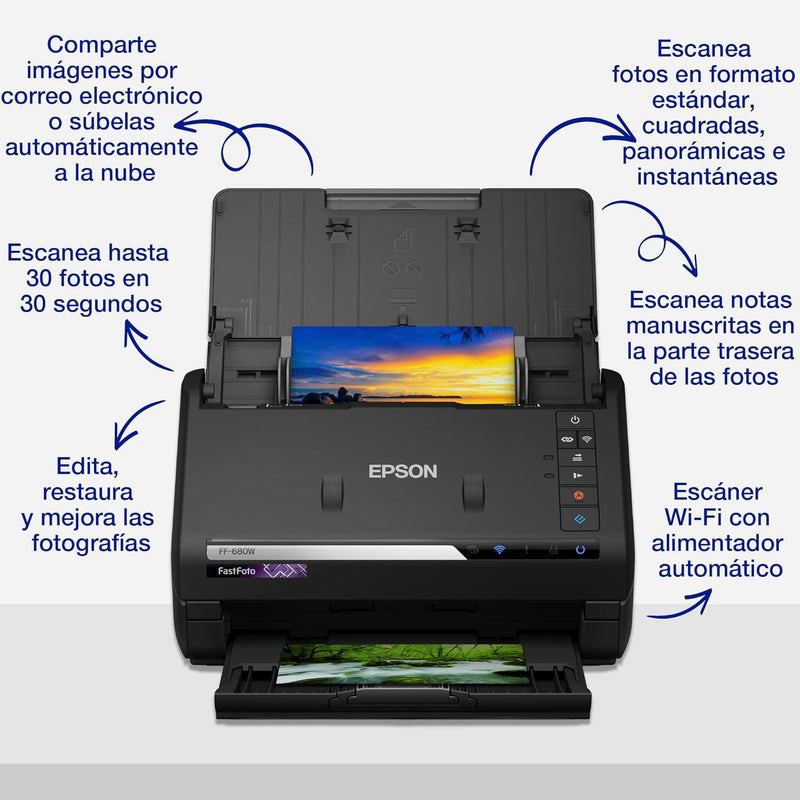 Epson FastFoto FF-680W Scanner (Scannt 10 x 15 Foto in einer Sekunde, bis DIN A4, beidseitiger Scan,