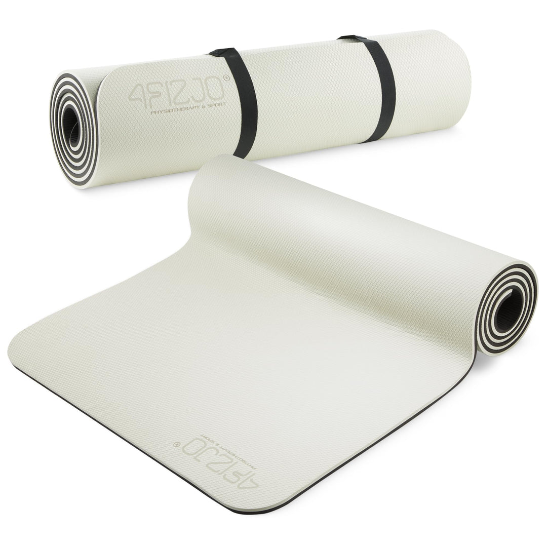 4FIZJO Fitnessmatte mit Tragegurt, Abmessungen 180x60cm, TPE-Kautschuk, Rutschfest, Komfort, In &amp; Ou