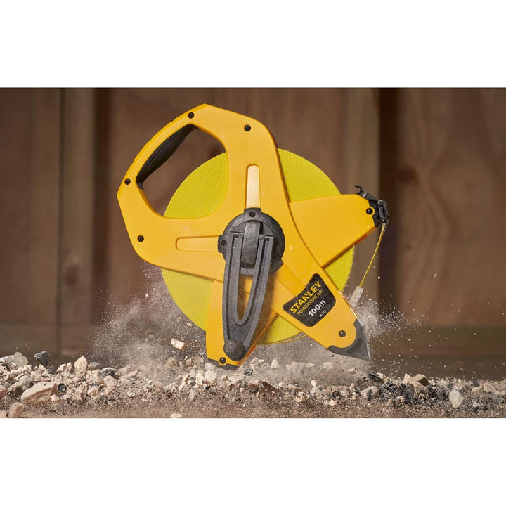 Stanley Rahmenbandmass Power Winder Fiberglas (100 m Länge, 13 mm Breite, ergonomisch, Genauigkeitsk