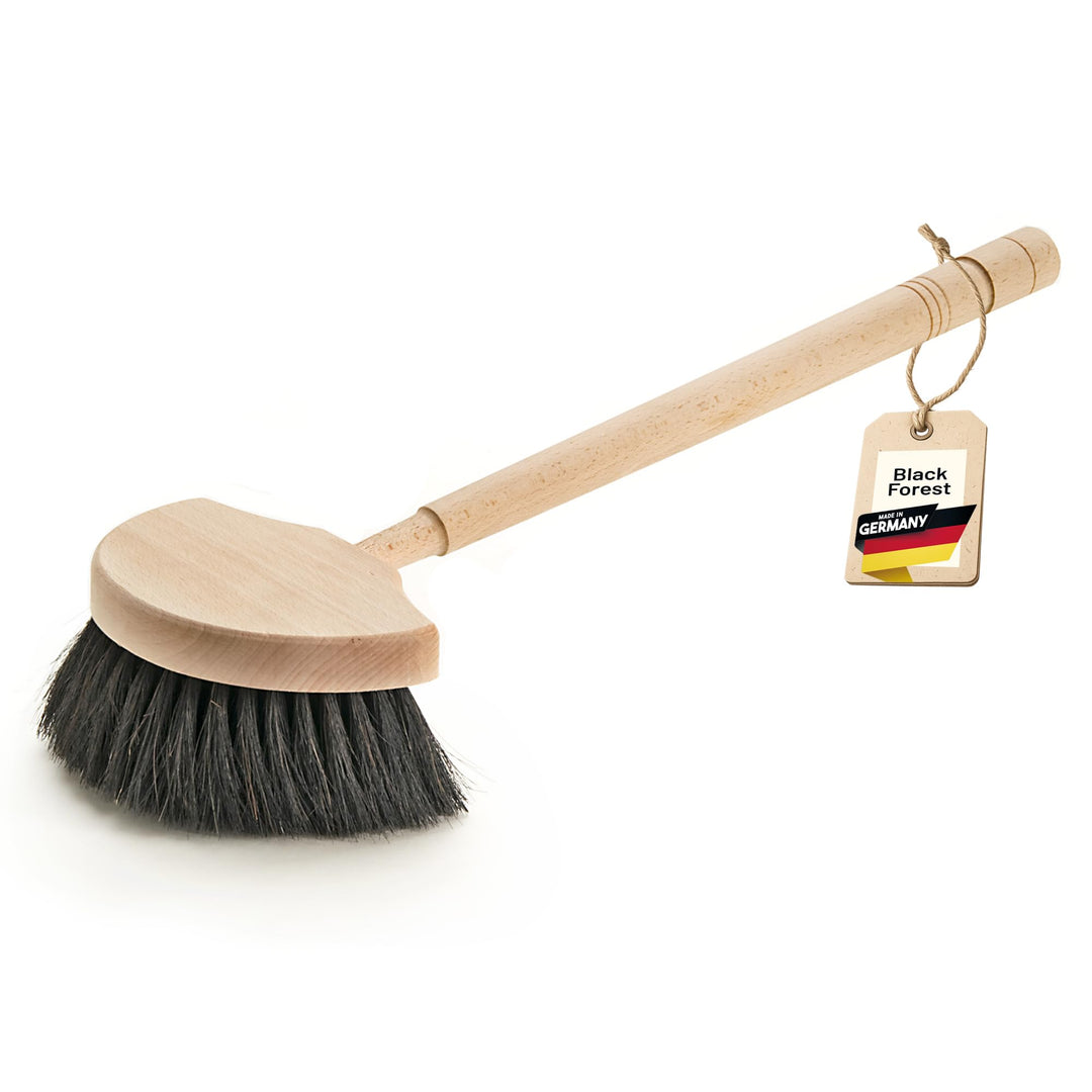 Fensterwascher Halbmond gefertigt aus Buchenholz und Naturhaar- Rosshaarborsten. Fensterbürste mit e