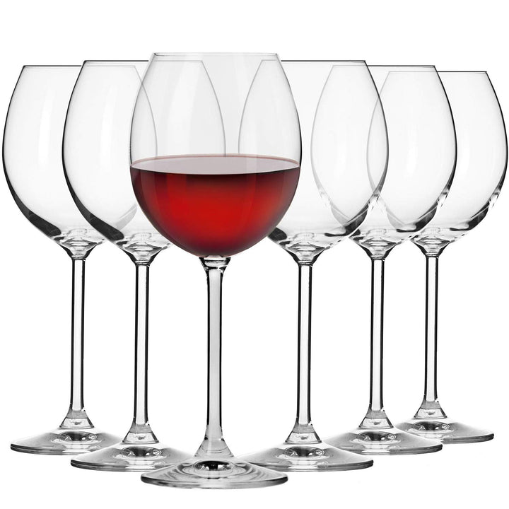 Krosno Rot-Weingläser | Set von 6 | 350 ML | Venezia Kollektion | Perfekt für Zuhause, Restaurants u