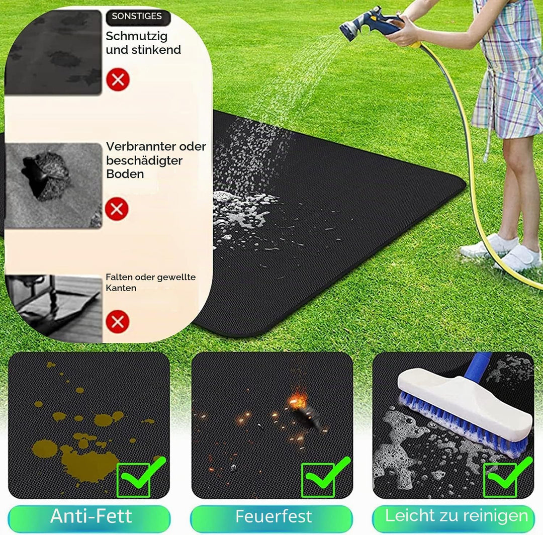 UBeesize Feuerfeste Unterlage, 96x122cm Grillmatte Bodenschutz, Kaminmatte Grillteppich Bodenschutzm