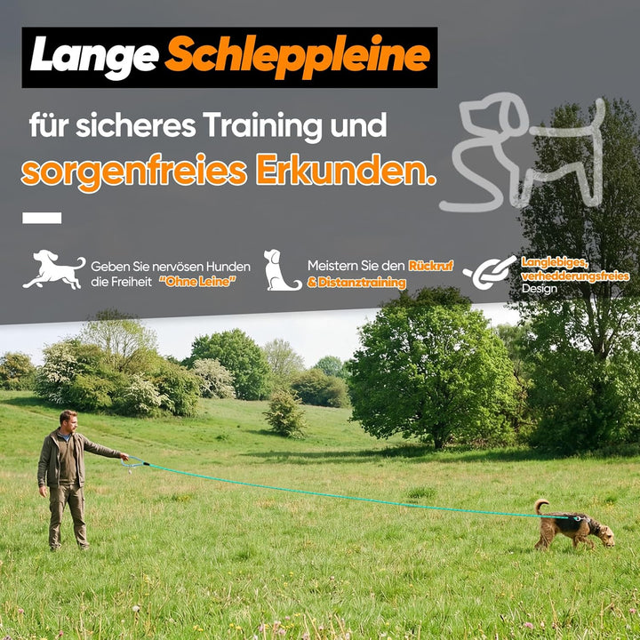 Aystkniet Schleppleine für Hunde, 5M 10M 15M 20M 30M Lange schleppleine mit 2 Wirbelhaken, Trainings