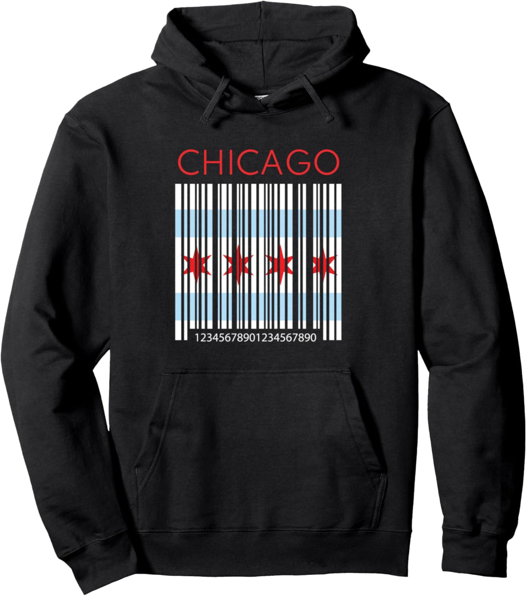 Barcode Art Love Chi-Town Windy City Southside Local Chicago Pullover Hoodie