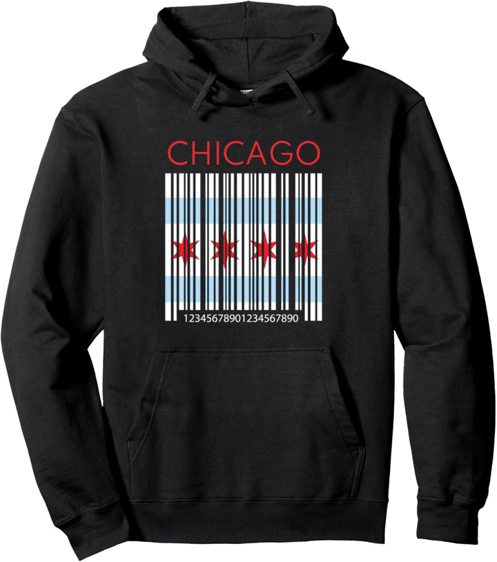 Barcode Art Love Chi-Town Windy City Southside Local Chicago Pullover Hoodie