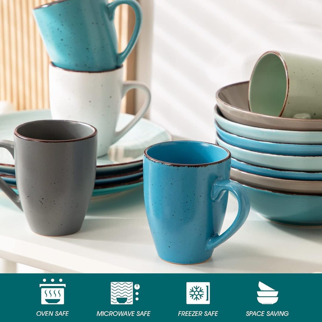 vancasso MODA Kaffeetassen set 6er, Tassen Set Steingut, 340ml Kaffeebecher mit Henkel, Espressotass