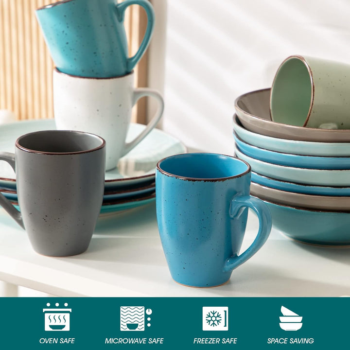 vancasso MODA Kaffeetassen set 6er, Tassen Set Steingut, 340ml Kaffeebecher mit Henkel, Espressotass