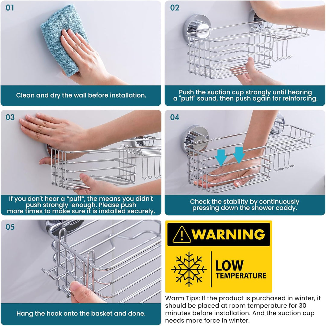 TAILI Rostfrei Duschablage Badregal Ohne Bohren Duschablage Saugnapf Dusche Caddy Saugnapf Dusche Zu