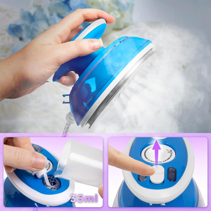 Duronic SI3 BE Mini Reisebügeleisen, 400W Mini Bügeleisen, Dampfbügeleisen 35ml Wassertank, kleines
