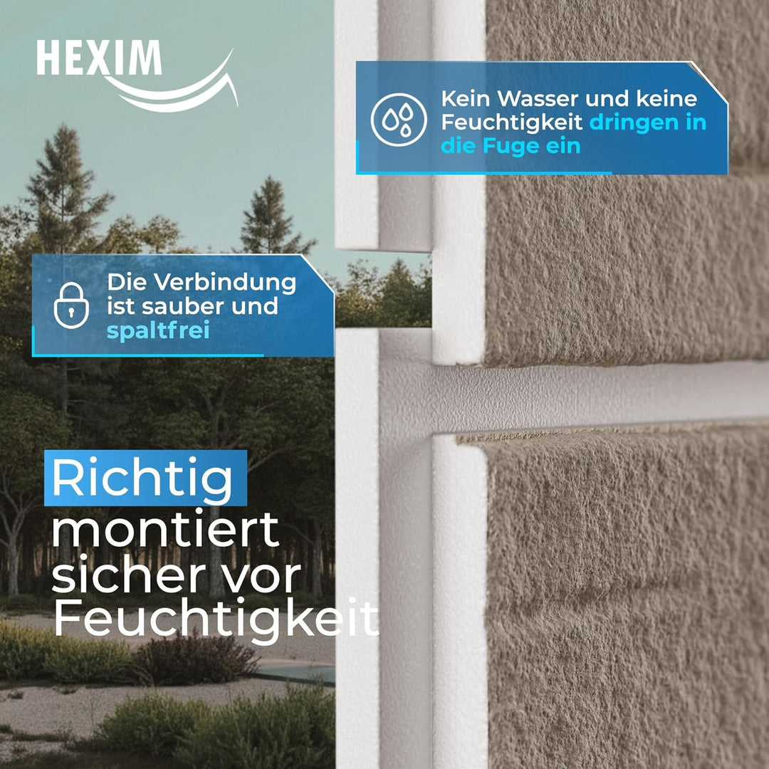 HEXIM Fassadenpaneele 1 Stück 121x50cm EPS Styropor Acrylbeschichtung Steinoptik Weiss - 3D Fassaden