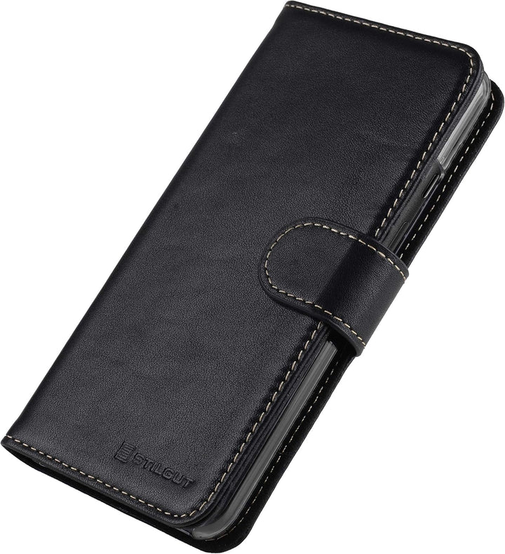 STILGUT Talis kompatibel mit Google Pixel 4a 5G Hülle mit Kartenfach aus Leder, Flip Cover, Wallet C