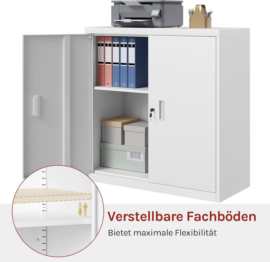 WOLTU Aktenschrank abschliessbar, Ordnerschrank mit höhenverstellbarem Einlegboden, Metallschrank mi