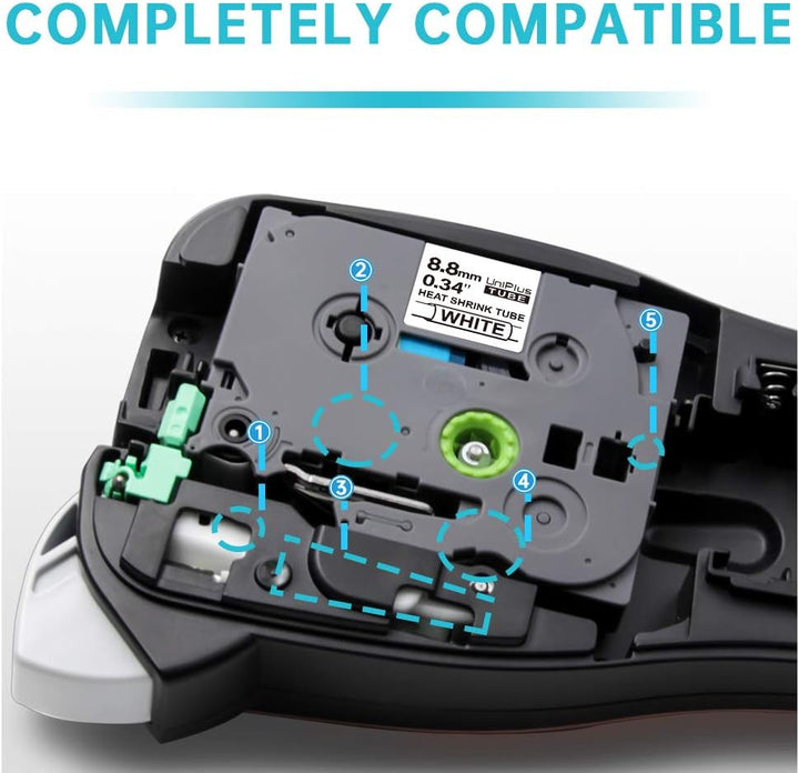 UniPlus 3x Kompatibel 8.8mm Schrumpfschläuche für Brother HSe-221 HSe221 HS221 HS-221 Schwarz auf We