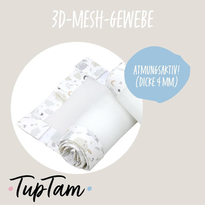 TupTam Gitterstäbe Schutz Netz Babybett Nestchen 3D Mesh 2er Pack, Farbe: Hase/Eule, Grösse: ca. 128