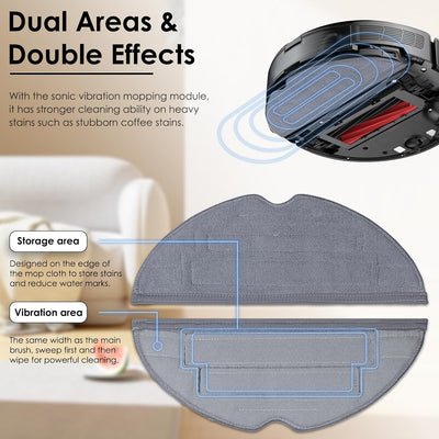 CHAIN PEAK 7 Stück Dual Sonic Wischtuch kompatibel mit Roborock S8 Pro Ultra Roboterstaubsauger, dop