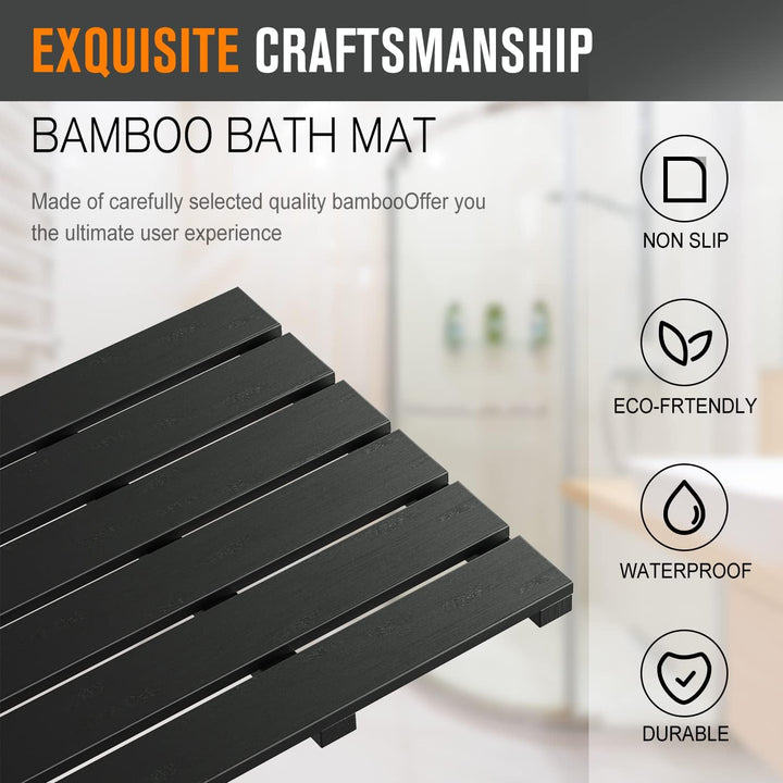 Badematte für Badezimmer Luxus Dusche - Rutschfest Bambus Holz Wasserdicht Bodenmatte für Innen oder