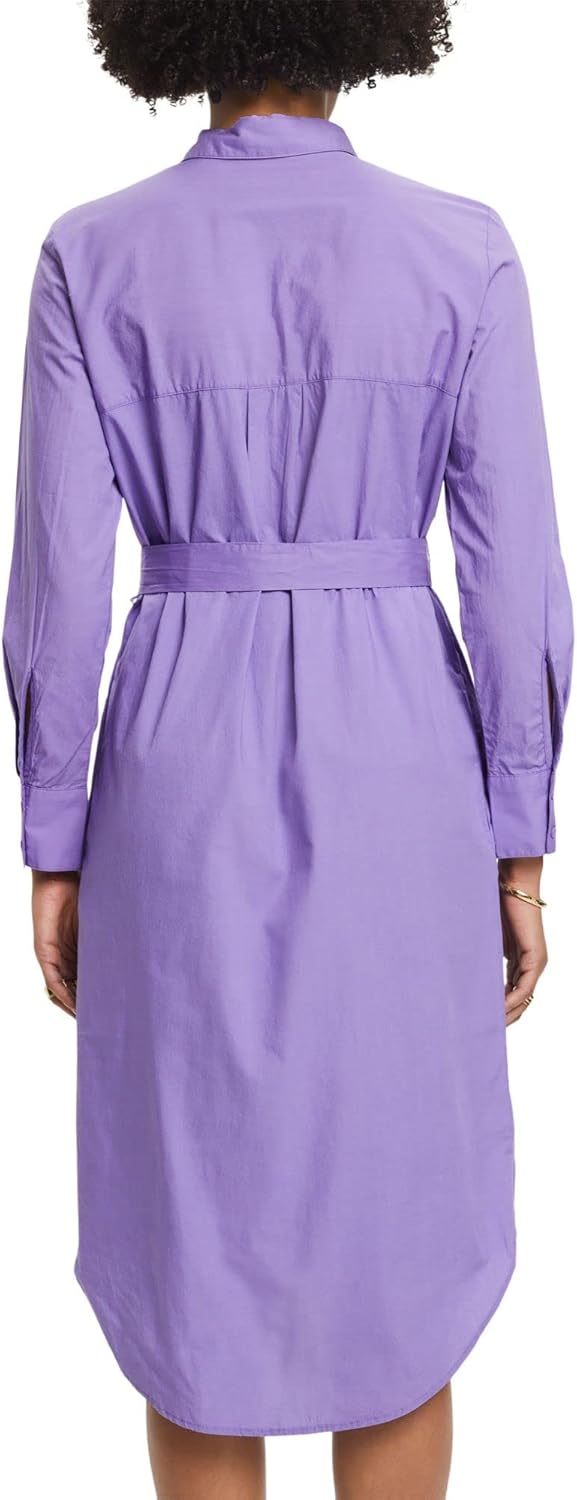 ESPRIT Hemdkleid aus Baumwolle mit Bindegürtel 34 Lila, 34 Lila