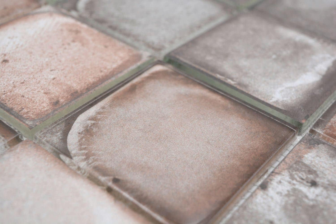 Mosaikfliese Glasmosaik Retro Vinatage Zement Style Pastell Grau Beige Küchenrückwand Duschwand | 10