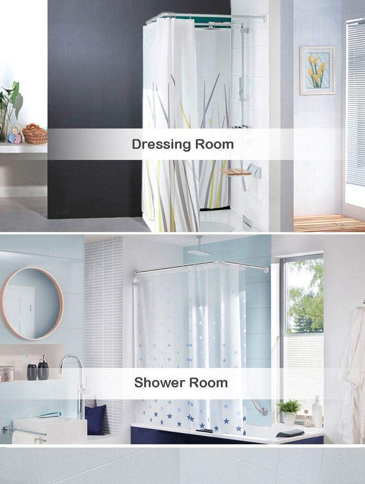 Eck-Duschvorhangstange, verstellbar, Edelstahl, L-förmig, ohne Bohren, für Badezimmer, Badewanne, Be