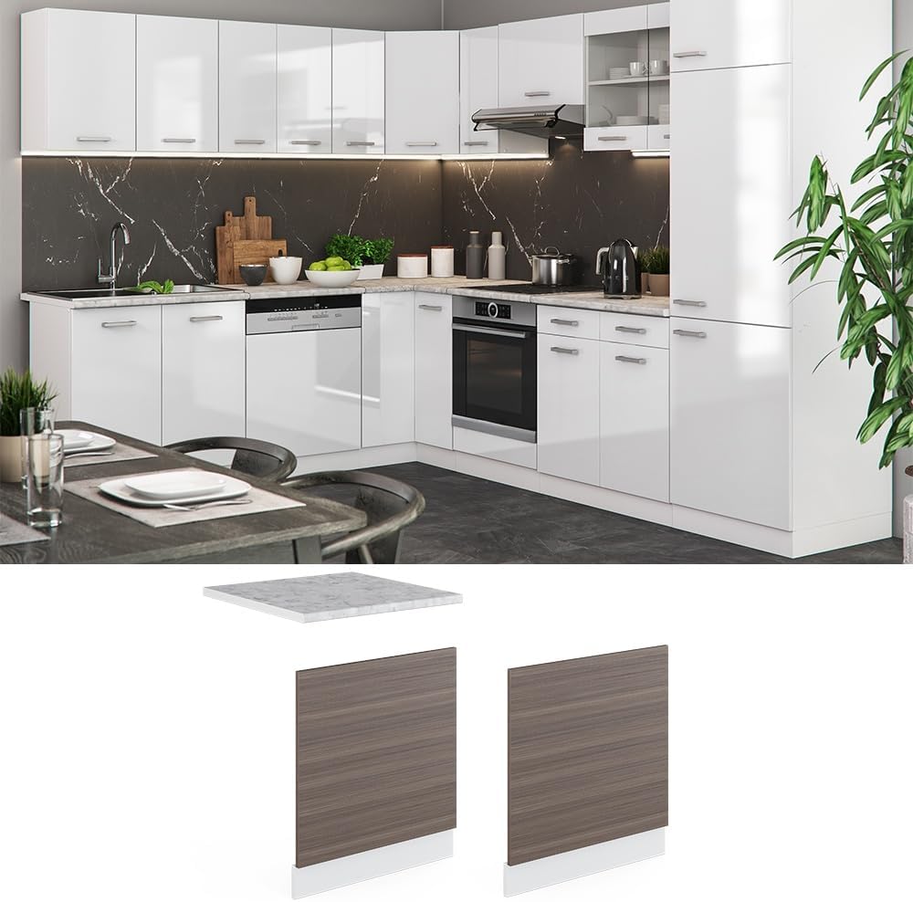 Vicco Frontblende R-Line, Grau/Weiss, 60 cm ohne Arbeitsplatte Grau Geschirrspülerblende 60cm ohne A