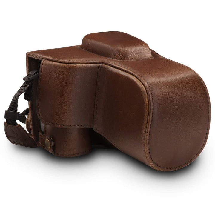 MegaGear MG1536 Nikon D3500 Ever Ready Leder Kamera-Case mit Trageriemen - Dunkelbraun, Dunkelbraun