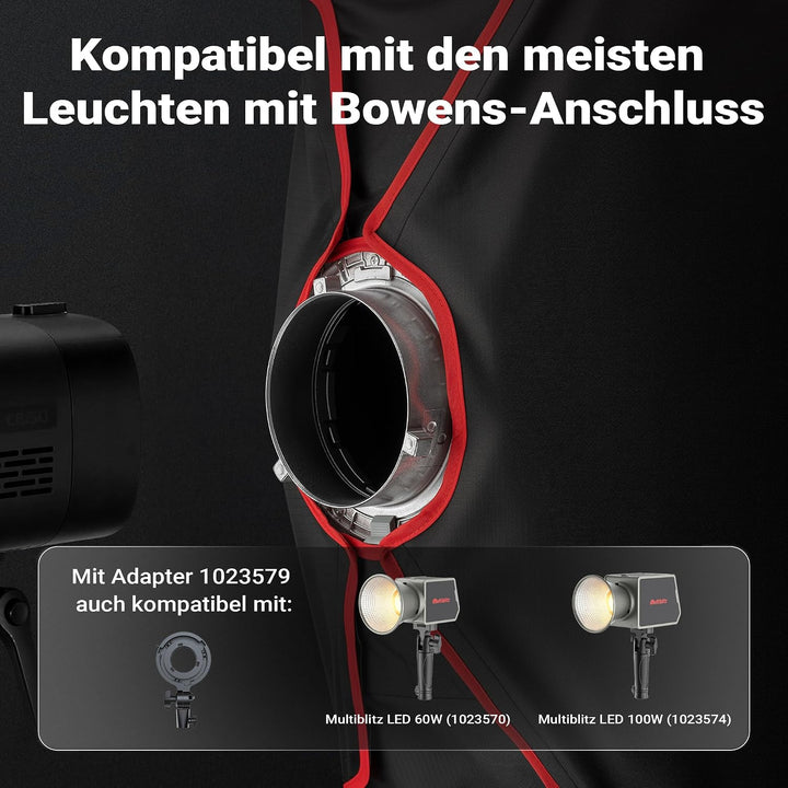 Multiblitz Softbox SF-60x90 Bowens mit Grid und Diffusoren, Lichtformer für Studioblitz und LED Daue