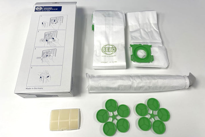 SEBO 5828ER Service-Box für X-Serie (X1, X2, X3, X4, X5) mit 8 Filterbeuteln, 1 Abluftfilter, 1 Elek