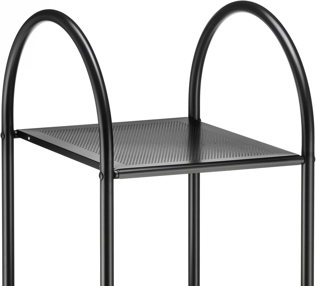 Badregal SECA mit 4 Ablagen Schwarz, Badezimmermöbel für Kleine Bäder, Platzsparendes Standregale, S