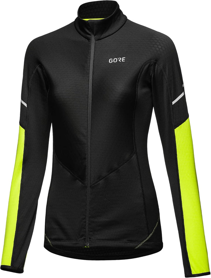 GORE WEAR Damen Thermo Langarm-Shirt mit Reissverschluss, Multisport 38 Black/Neon Yellow, 38 Black/