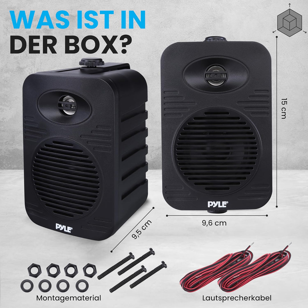 Pyle Lautsprecher Set Outdoor Indoor – 300W 4” 2-Wege Boxen wasserdicht Full Range Stereo Sound, Wet