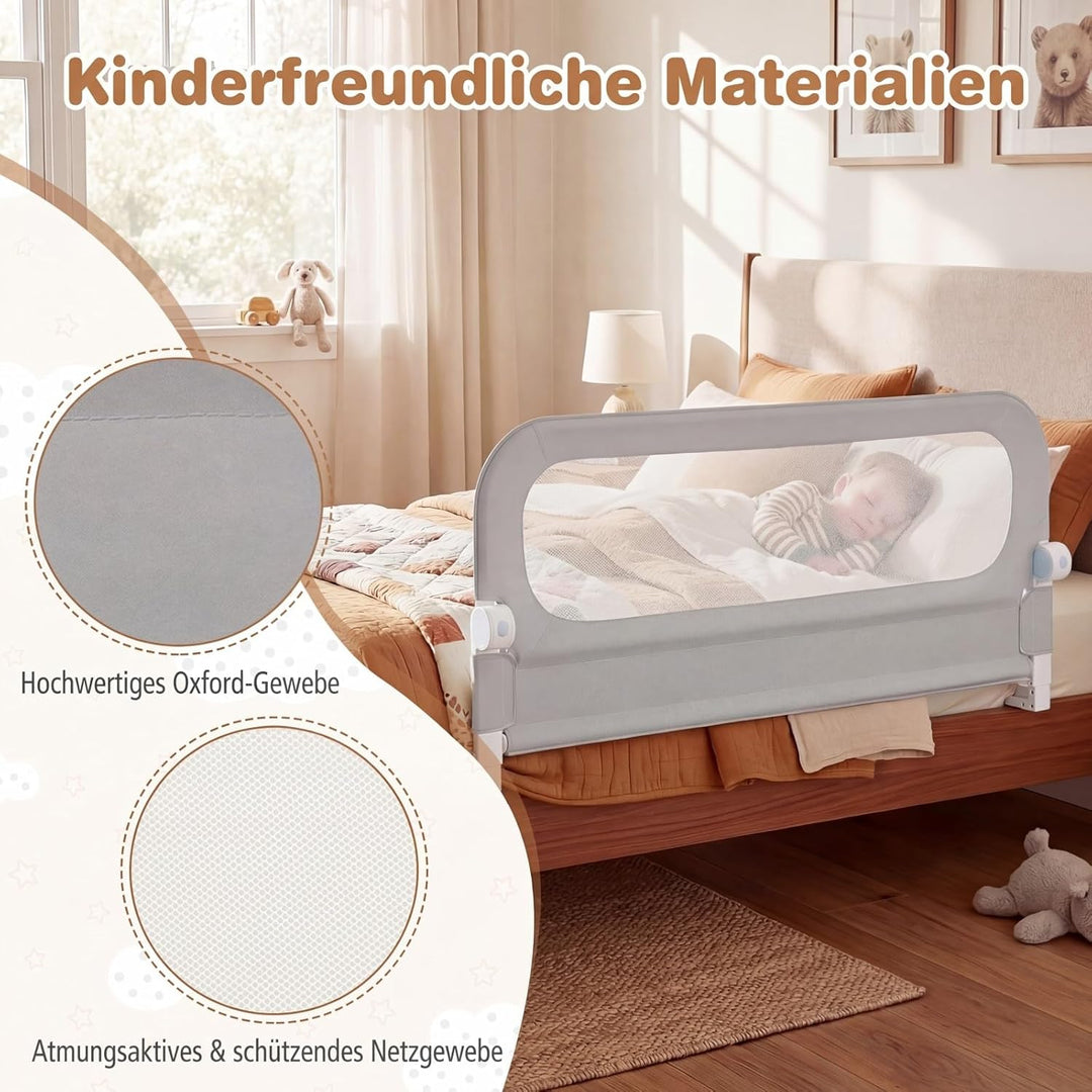 COSTWAY Bettgitter klappbar, 120 x 60 cm Bettschutzgitter mit abnehmbarem Oxford-Bezug, U-förmigem G