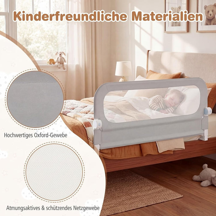 COSTWAY Bettgitter klappbar, 120 x 60 cm Bettschutzgitter mit abnehmbarem Oxford-Bezug, U-förmigem G