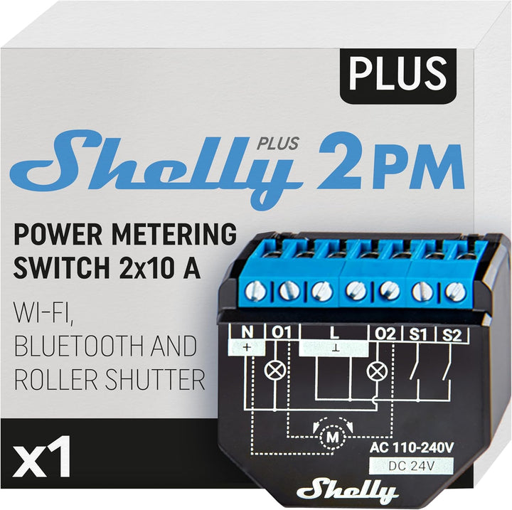 Shelly Plus 2PM | Wlan & Bluetooth 2 Kanäle Smart Relais Schalter mit Leistungsmessung | Hausautomat