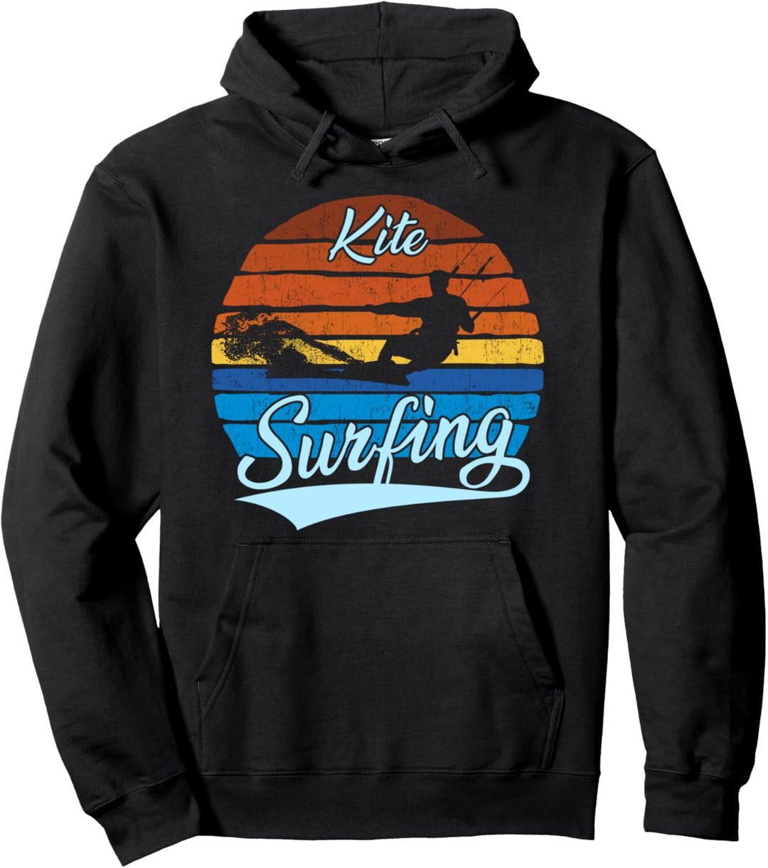 Vintage Sunset Kite Surfing Pullover Hoodie