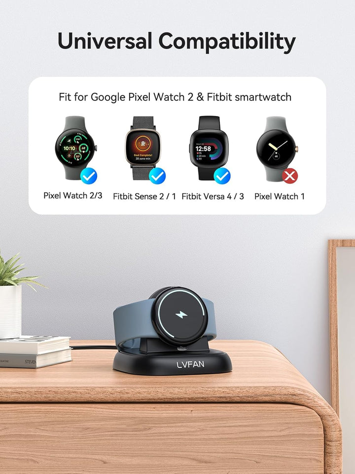 LVFAN Ladestation für Pixel Watch 3/2, USB-C Ladekabel Ersatzzubehör, Magnetischer Ladeständer für G